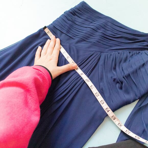 Alex Evenings Blue One Shoulder Draped Empire Waist Chiffon Formal Dress Size 10 - Picture 7 of 9